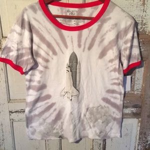 NWT Space Ship Retro tie dye Ringer t-shirt